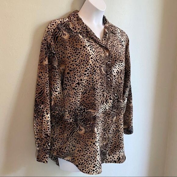 Animal Print Long Sleeve Plus Size Top Blouse Impressions of California - Picture 4 of 8